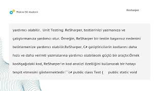 Resharper  Makine Dili Akademi [upl. by Ydnor]