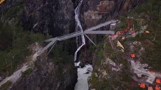 The step bridge at Vøringsfossen Norwegian Scenic Route Hardangervidda [upl. by Enaerb552]