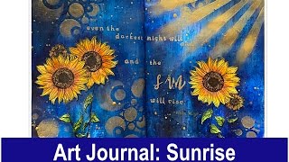 Art Journal Sunrise with Brushos Nuvo embellishment mousse and many more mediums [upl. by Menides701]