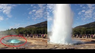 Espectacular Géiser Strokkur en Islandia erupcionando agua y vapor Fenómenos naturales [upl. by Badr333]