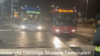 Bussar vid Tillfälliga Slussen Terminalen [upl. by Aldridge447]