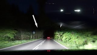 Audi Digital Matrix LED reallife test at night on highway country roads review  1001cars [upl. by Ydahs420]