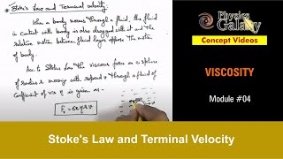 Class 11 Physics  Viscosity  4 Stokes Law and Terminal Velocity  For JEE amp NEET [upl. by Oecam]