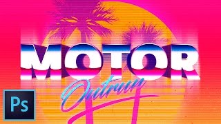 Create Outrun RetroFuturistic Pixel Text Effect Photoshop Tutorial [upl. by Lrad]