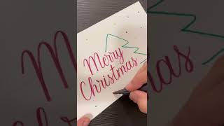 Easy DIY Christmas Calligraphy Card Idea  Hand Lettering Merry Christmas shorts calligraphy [upl. by Idak]