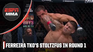 Brunno Ferreira lands TWO spinning back elbows in TKO win vs Dustin Stoltzfus  ESPN MMA [upl. by Jauch]