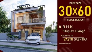 30x60 South Facing House Design 3D  6BHK  Duplex House  3060 Home Design  30 by 60 House Plan [upl. by Milla]