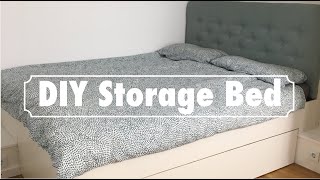 DIY Bed with Storage for the Attic Custom Build with Padded Headboard DIYBed StorageBed diy [upl. by Hudson811]