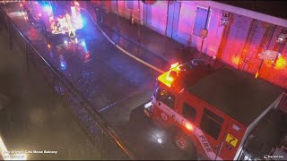 EarthCam footage of NOFDs response to 3alarm fire at French Quarter business [upl. by Annocahs733]