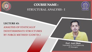 Lecture 43  Analysis of Statically Indeterminate Structures by Force Method Contd [upl. by Jory]