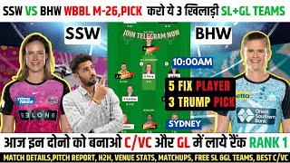 SSw vs BHw DReam11 Prediction Sydney Sixers vs Brisbane Heat Women Players Stats amp Dream11 Team [upl. by Nomaid]