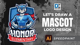 Bobcat Mascot Logo Speedpaint Drawing in adobeillustrator [upl. by Arratoon421]