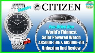 Worlds Thinnest Solar Powered Watch  Citizen EcoDrive One AR500050E Unbox amp Review [upl. by Dloreh101]