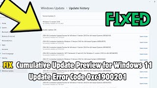 How to Fix Cumulative Update Preview for Windows 11 Update Error Code 0xc1900201 [upl. by Notxed]