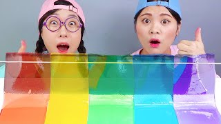 Rainbow Dessert Jelly Gummy Food Mukbang DONA [upl. by Neih]