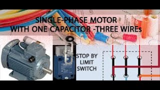 single phase motor with one capacitor  reverse and forward stop by limit switch [upl. by Oirram]