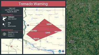 29th August 2024  EF1 Tornado  Beldenville Martell Wisconsin  NOAA Weather Radio [upl. by Jacquelin]