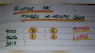 Rumus hk malam ini minggu 4 agustus 2024 prediksi hk tunggal semoga hoki [upl. by Alin]