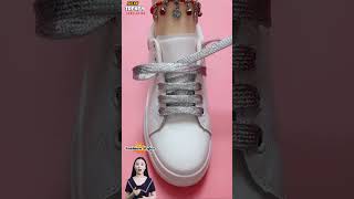 Fashion crisscross lacing yours sneakers Tie tips easy shoelacing style tips shorts [upl. by Delcine]