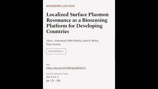 Localized Surface Plasmon Resonance as a Biosensing Platform for Developing Countries  RTCLTV [upl. by Merry]