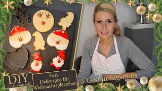 Weihnachtskekse gestalten  3 einfache Motive schnell gemacht DIY XMAS [upl. by Notslah356]