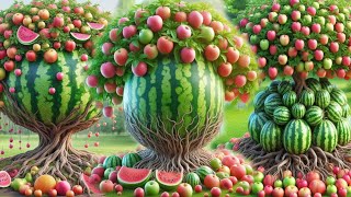 A quick and easy method for growing and planting hybrid apple and watermelon fruit trees gardening [upl. by Irolav]