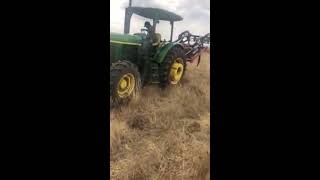 John Deere 6110B tractor with Rovic DLB 19 5 tine Ripper [upl. by Beckie586]