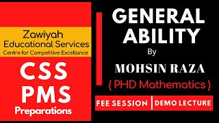 General Ability by Mohsin Raza  PHD Mathematics  CSS  PMS [upl. by Constantina]