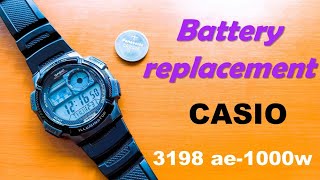 How to change the battery CR2025 on a CASIO 3198 AE1000 Watch and compatible models [upl. by Nylessej]