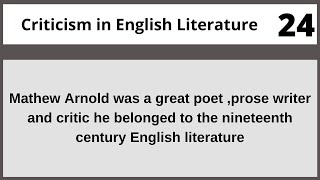 Mathew ArnoldCriticism in English Literature Eng454 Lecture 24 [upl. by Rayham]