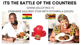 Ghana Jollof Rice vs Zimbabwe beef kale stew with isitshwala sadza [upl. by Sewel]