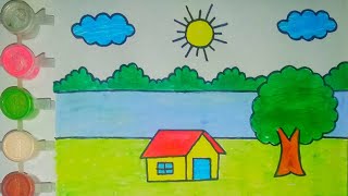 Scenery Drawing for Kids  Baby Drawing  How to draw [upl. by Roban]