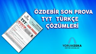 ÖZDEBİR SON PROVA TYT TÜRKÇE 7DENEME ÇÖZÜMLERİ  Y227 [upl. by Lehar]