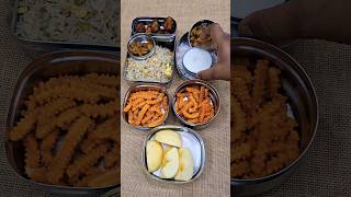 Lunch Box  Fried Rice  Chicken 65  Mushroom Masala  Kurkure Murukku  Apple  Curd  Shorts [upl. by Arther334]