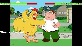 Peter Griffin vs Ernie the Giant Chicken Third Fight with healthbars [upl. by Forsta]