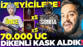 İZLEYİCİLERİN HESAPLARINDA 70000 UC DİKENLİ KASK ÇIKARTTIK AŞŞIRI ŞANSLI HESAPLAR PUBG Mobile [upl. by Eiddet]