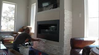 Stacked stone fireplace install [upl. by Purdy221]