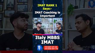 IMAT Rank 1 says IMAT Coaching is important [upl. by Warrin]