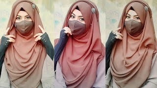 Full Coverage Jorjet Hijab TutorialFull coverage hijab style Sneha Hijab Queen 💜 [upl. by Frodine26]