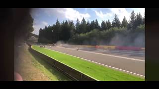 Fatal Crash F2 Spa Feature Race  318  Juan Manuel Correa hitting Anthoine Hubert [upl. by Ikila]