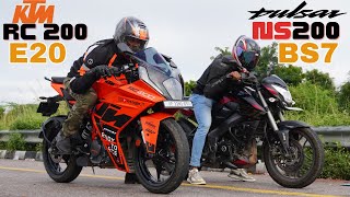 NS200 BS7 vs KTM RC200 E20 Drag Race [upl. by Irv827]