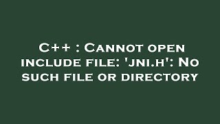 C  Cannot open include file jnih No such file or directory [upl. by Sihon]