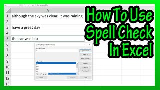 How To Do Or Use Spell Check In Excel Explained  How To Check Spelling In Excel Spreadsheet [upl. by Kcirddes]