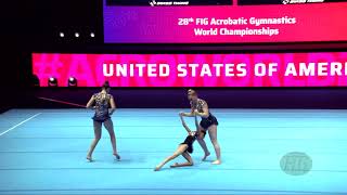 United States 2 USA  2022 Acrobatic Worlds Baku AZE  Balance Qualification Womens Group [upl. by Ainimre]