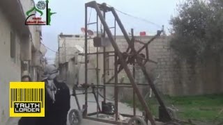 Syrian opposition use medieval trebuchet to launch bombs  Truthloader [upl. by Eden]