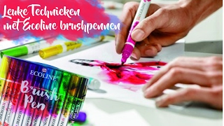 Leuke Technieken Met Ecoline Brushpennen [upl. by Aixela522]