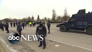 Police crackdown on trucker protest in Windsor Canada [upl. by Nonnerb281]