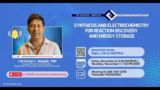 PAASE Webinar Synthesis and electrochemistry for reaction discovery and energy storage [upl. by Colby]