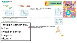 KSSM Matematik Tingkatan 2 Bab 11 Transformasi isometri jenis kongruen jom cuba 115 buku teks [upl. by Gnirol]