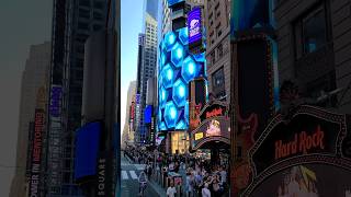 Flying Above Beautiful Times Square New York City on 7th Avenue Past Raising Canes amp Hard Rock Cafe [upl. by Danielle710]